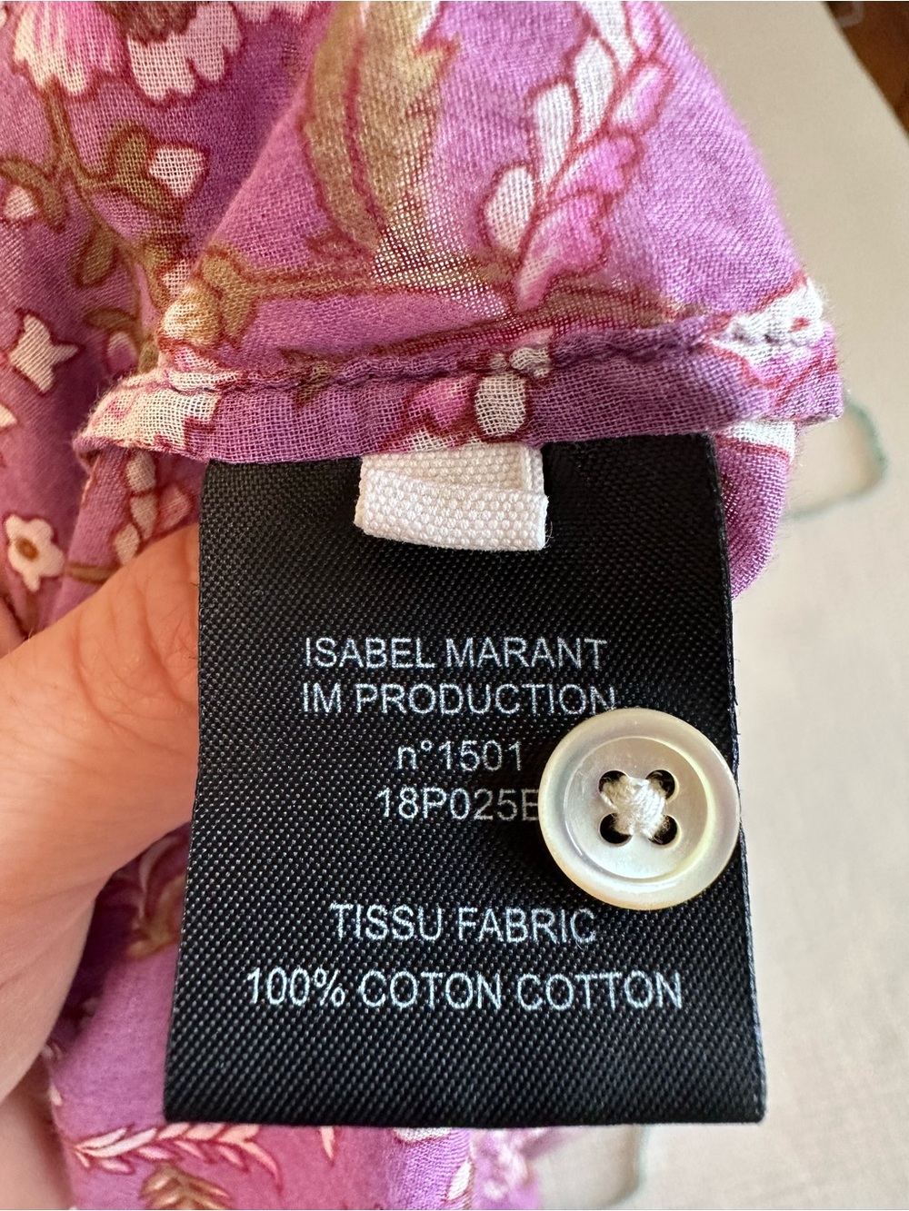 Isabel Etoile Marant Purple Floral Sheer Cotton Blouse Size Small Medium - Picture 8 of 9